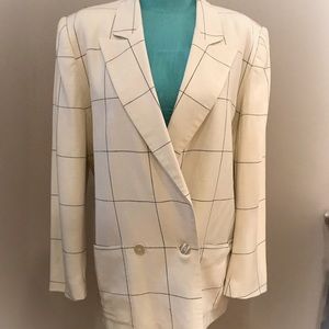 Vintage Double-breasted plaid blazer